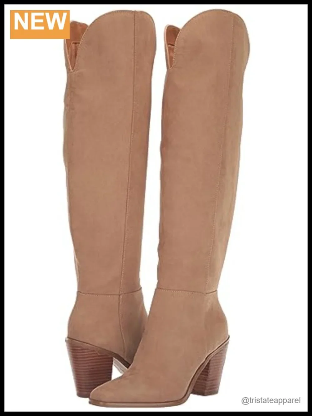 Faux Suede Over-the-Knee Boots Block Heel Almond Toe Equestrian Zip